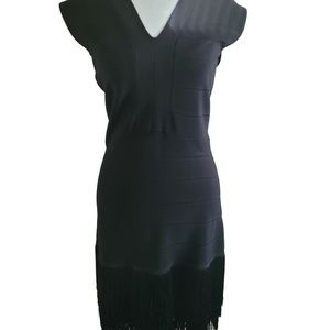 Venus Size 8 Black Spandex fringe dress.